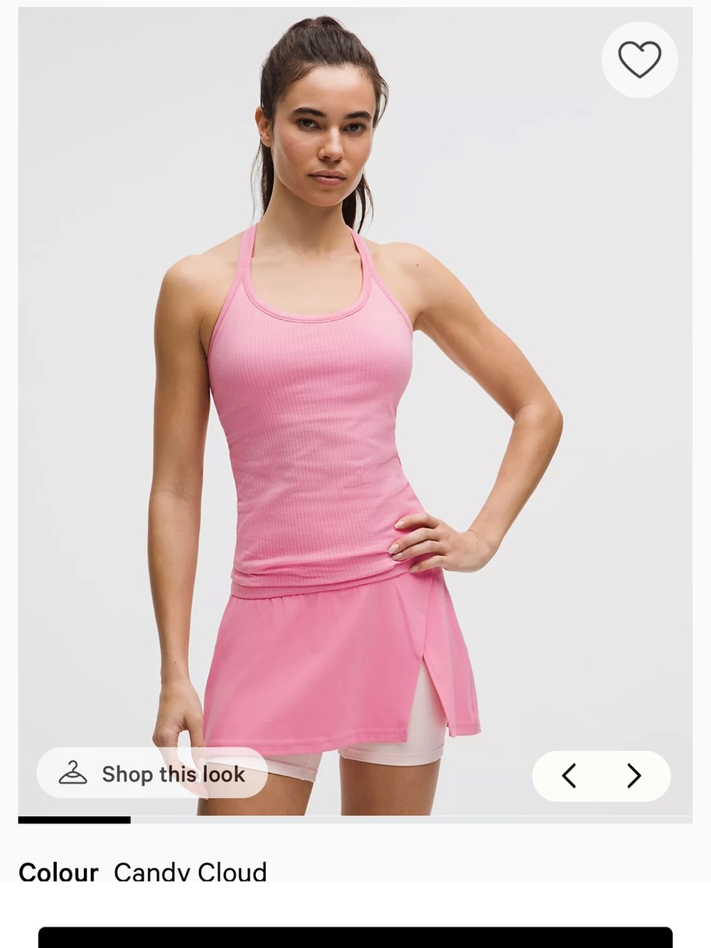 lululemon athletica Candy Cloud Pink Ribbed Tank and Skort Set